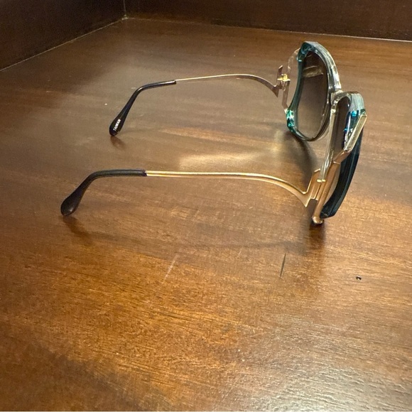 Vintage Opti-Ray Sunglasses Teal Gold - Picture 9 of 11